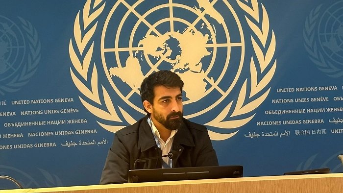 UN diplomat Mohamad Safa speaking at United Nations press conference on Iran nuclear allegations
