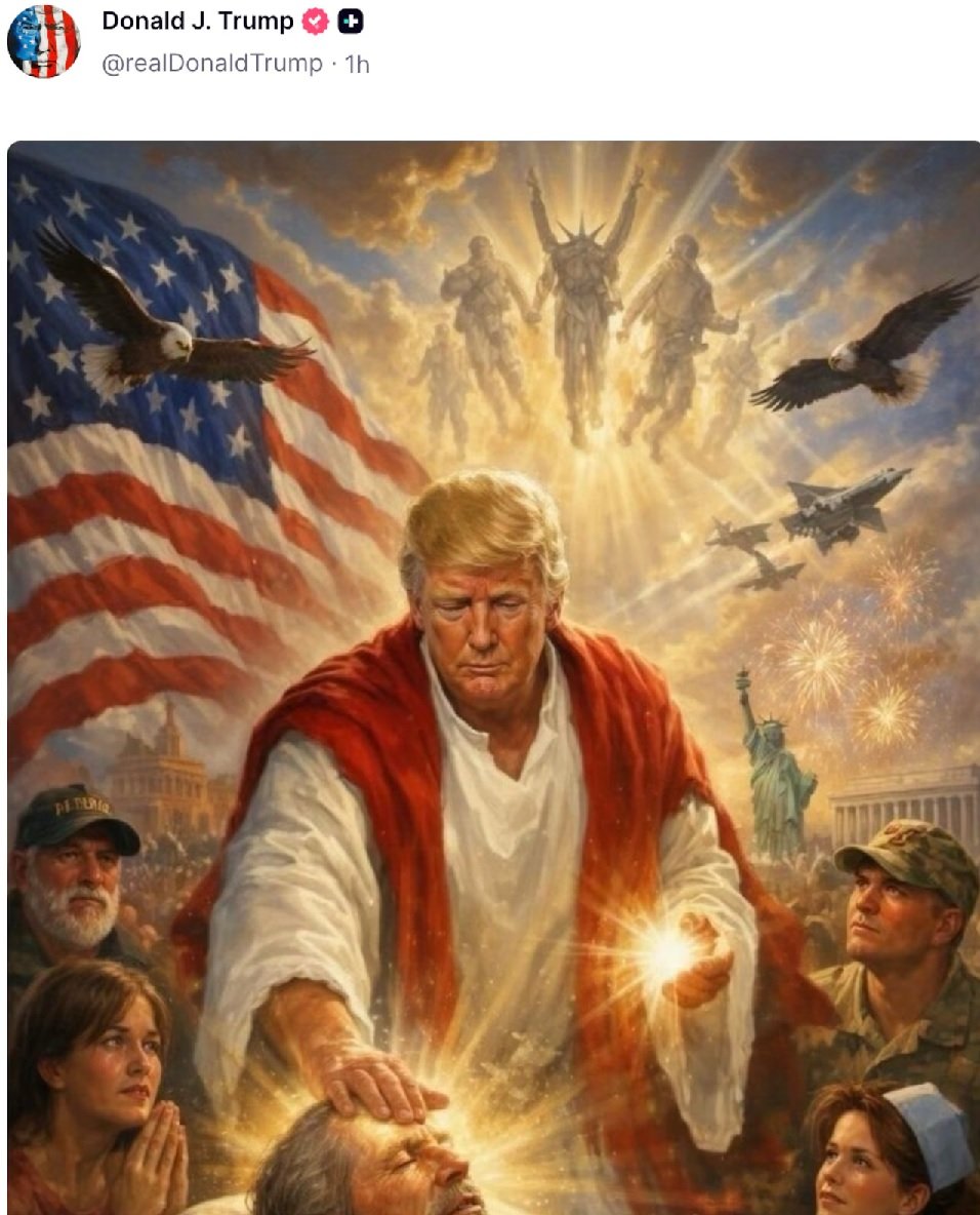 Donald Trump AI image as Jesus Christ posted on Truth Social during Pope Leo clash