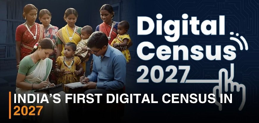 Digital Census 2027 graphic promoting India’s first digital census