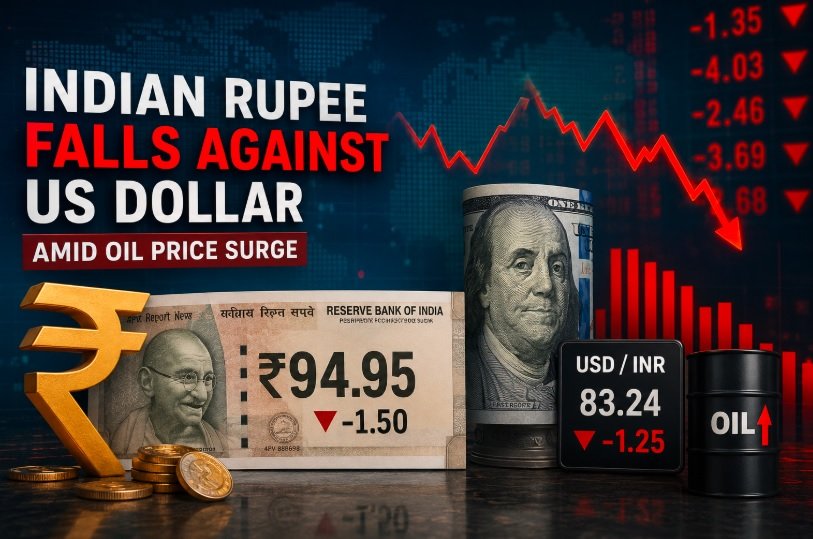 Indian rupee falls against US dollar amid rising oil prices and foreign investor outflows