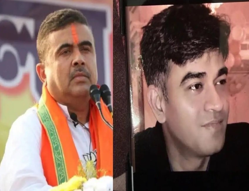 BJP leader Suvendu Adhikari with his aide Chandranath Rath, who was shot dead in West Bengal’s North 24 Parganas district.