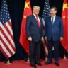 US President Donald Trump and Chinese President Xi Jinping pose during a diplomatic meeting in Beijing
