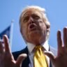 US President Donald Trump speaks during a public address amid escalating tensions over a possible US military strike on Iran.