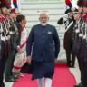 Prime Minister Narendra Modi receives a ceremonial welcome during his visit to Rome, Italy, amid high-level India–Italy diplomatic talks.
