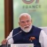 Prime Minister Narendra Modi addresses leaders during the G7 Summit 2026 in France