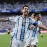 Lionel Messi celebrates after scoring during Argentina's 3-0 win over Algeria in the FIFA World Cup 2026 opener.