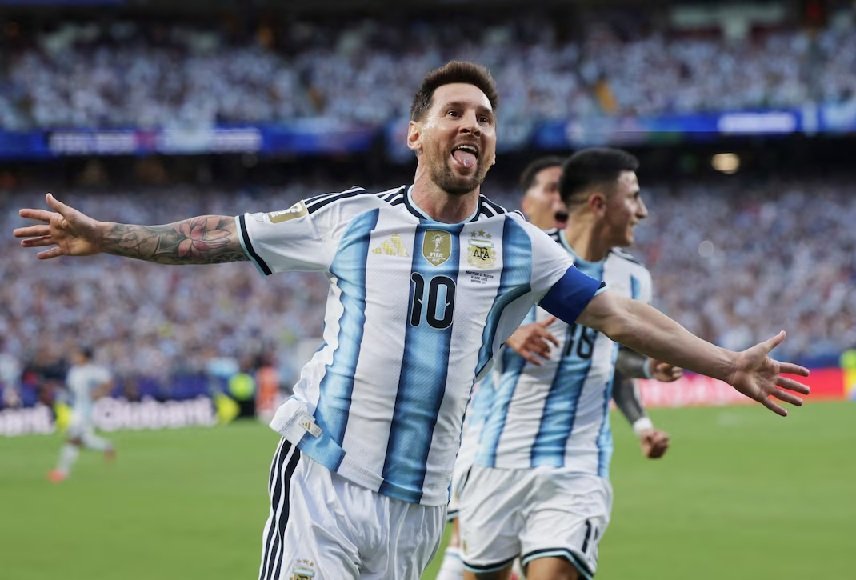 Lionel Messi celebrates after scoring during Argentina's 3-0 win over Algeria in the FIFA World Cup 2026 opener.