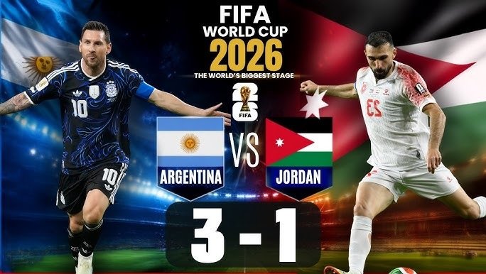 Lionel Messi celebrates after scoring a free-kick as Argentina defeated Jordan 3-1 in the FIFA World Cup 2026 group stage, setting a record with goals in seven consecutive World Cup appearances.