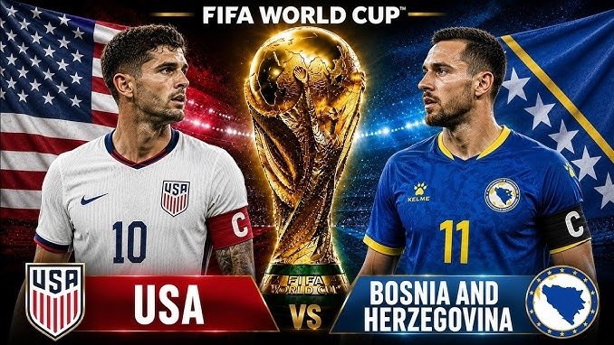 USA players celebrate a 2-0 victory over Bosnia and Herzegovina in the FIFA World Cup 2026 Round of 32.