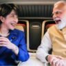 Indian Prime Minister Narendra Modi and Japanese Prime Minister Sanae Takaichi share a smile during the 16th India-Japan Annual Summit in New Delhi, where Modi referred to Takaichi as his "younger sister.