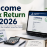 Income Tax Return 2026 guide showing online ITR filing process for Assessment Year 2026-27