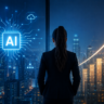 Businesswoman overlooking AI-powered enterprise infrastructure as Enterprise AI adoption accelerates across global businesses