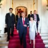 Donald Trump and Japanese Prime Minister Sanae Takaichi during a bilateral meeting ahead of the rare U.S.-Japan yen intervention.