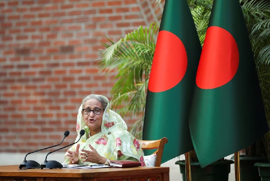 Former Bangladesh Prime Minister Sheikh Hasina during a public event in Bangladesh amid diplomatic tensions with India.