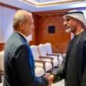 UAE Crown Prince Sheikh Khaled bin Mohamed meets Iranian President Masoud Pezeshkian at the BRICS Summit in New Delhi