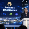 Reliance Intelligence AI infrastructure with Mukesh Ambani and technology partners