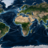 Global network of undersea fiber-optic cables connecting continents