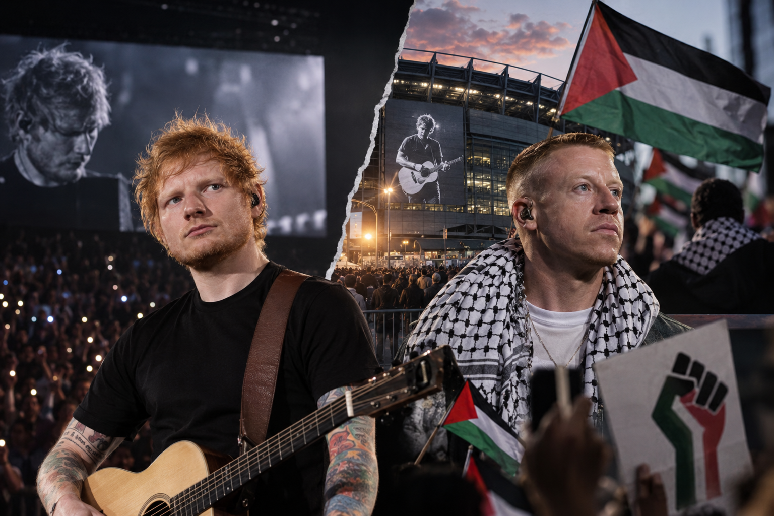 Ed Sheeran and Macklemore amid concert and Palestine controversy