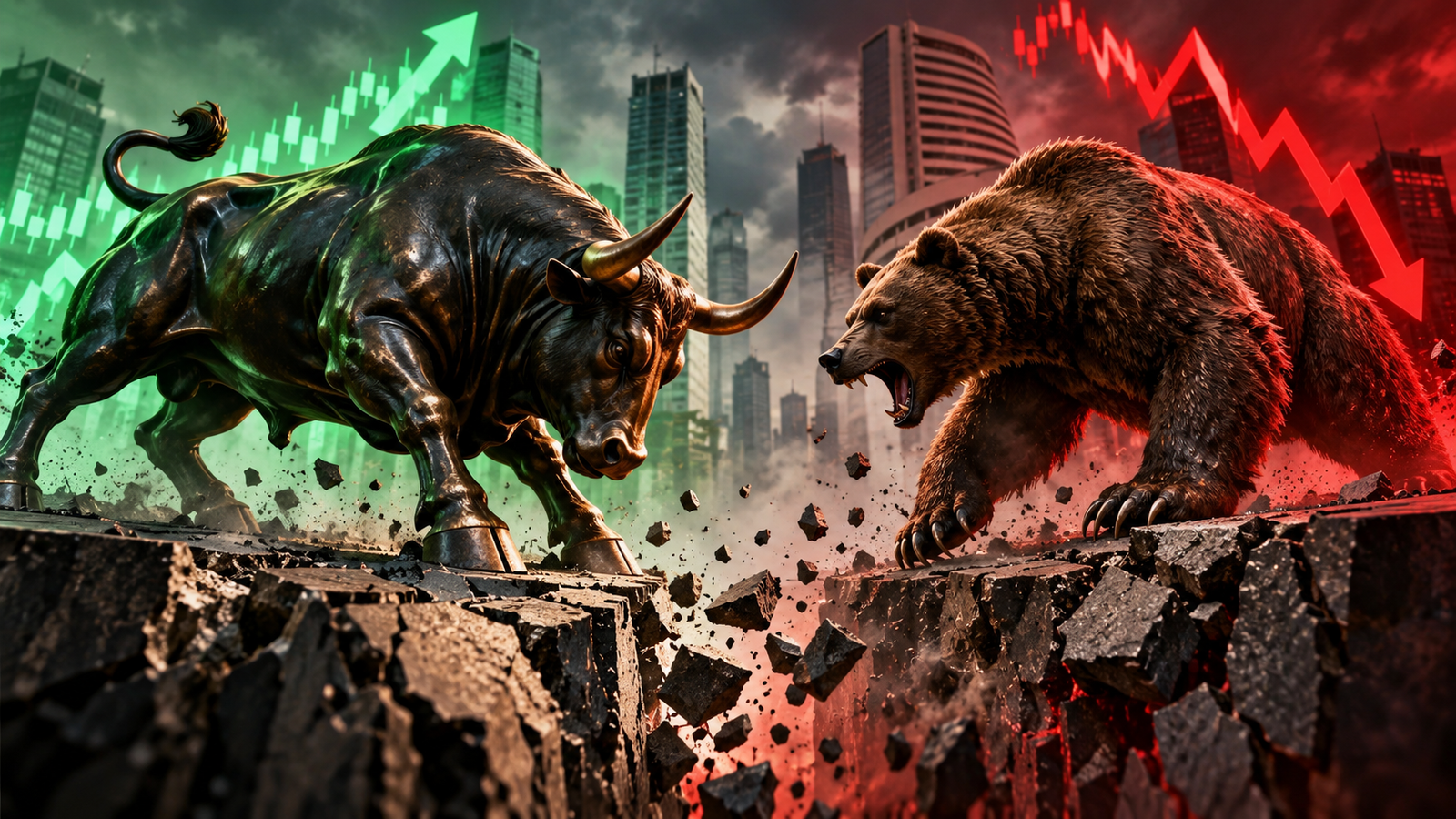 Indian stock market facing volatility and competing market pressures