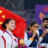 Asian Games 2026 medal race showing Chinese and Indian athletes celebrating with medals