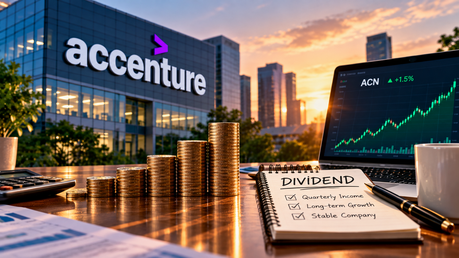 Accenture office building representing the company's stock and dividend outlook