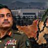 Illustrative composite of Pakistan’s military leadership and a divided map of Pakistan